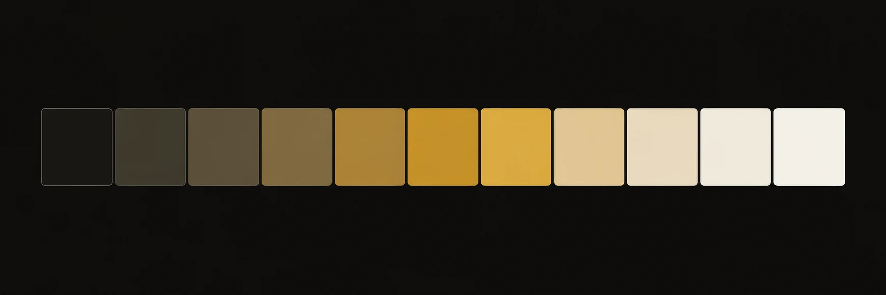 A perceptually even lightness ramp generated in OKLCH, stepping from near-black to near-white.
